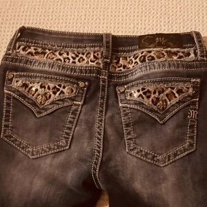 Miss Me Bootcut Jeans with Leopard Sequin Trim Size 28